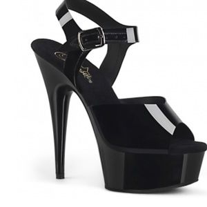 Black open toe,  platform heels, size 7.5